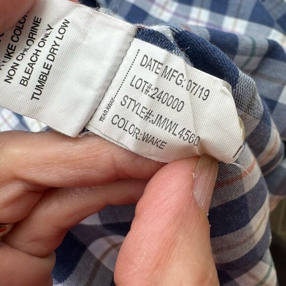 Johnnie O Swain Plaid Oxford Shirt Wake Blue White Small JMWL4560 VGUC - Picture 7 of 9